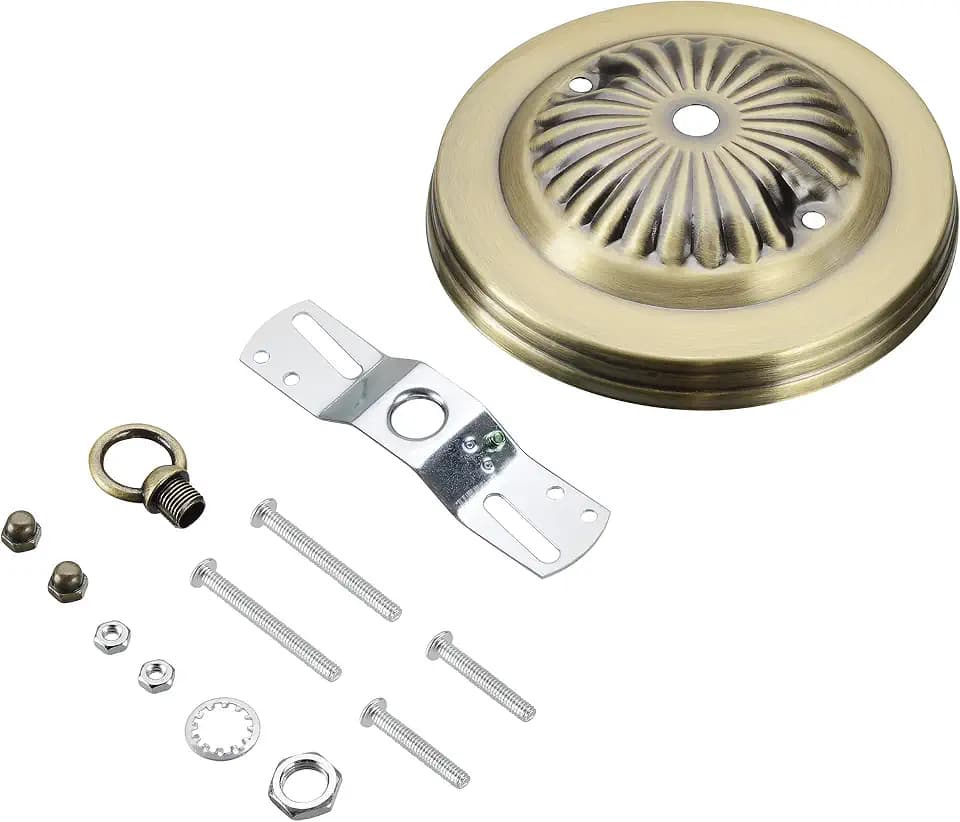 Aspen Creative 21513-21, Traditional Chandelier & Light Fixture Canopy Kit w/Collar Loop, Antique Brass, 5" Diameter, 7/16" Center Hole