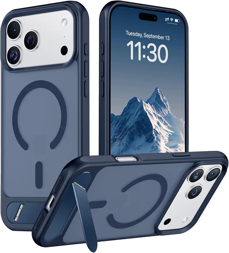 Temdan Magnetic for iPhone 18 Pro Case/iPhone 17 Pro Case Stand Blue
