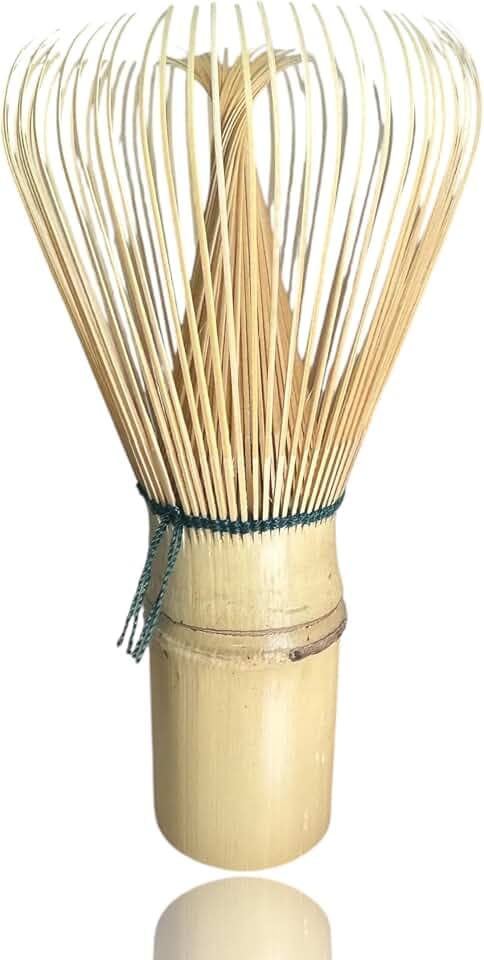 Handcrafted Traditional Bamboo Matcha Whisk 68-80 tines, lightweight and easy to froth (Natural Green Silk)