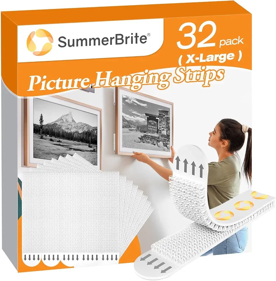 SummerBrite Removable Wall Picture Hangers, 16Pairs, Large, White
