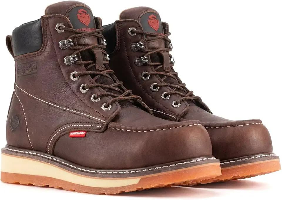 SUREWAY Men's Heavy Duty Wedge Moc Toe Work Boots Soft/Composite/Steel Toe