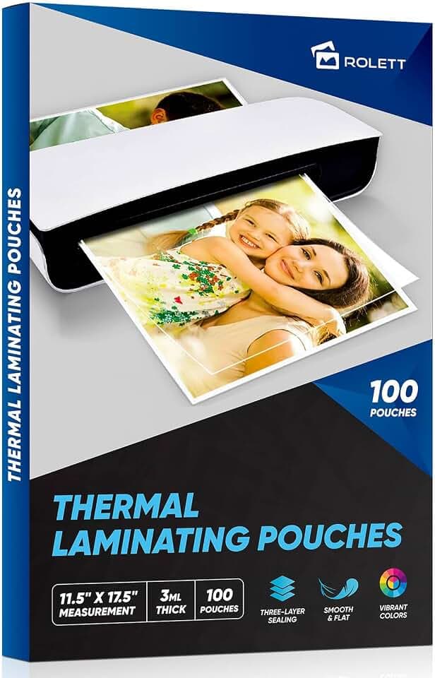 Rolett 100 Pack Laminating Sheets, Hold 11 x 17 Inch Sheet