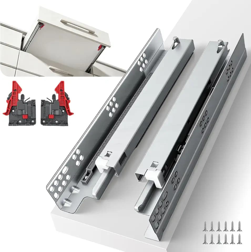 LONTAN 16 Inch Soft Close Undermount Drawer Slides for Frameless (6 Pairs)
