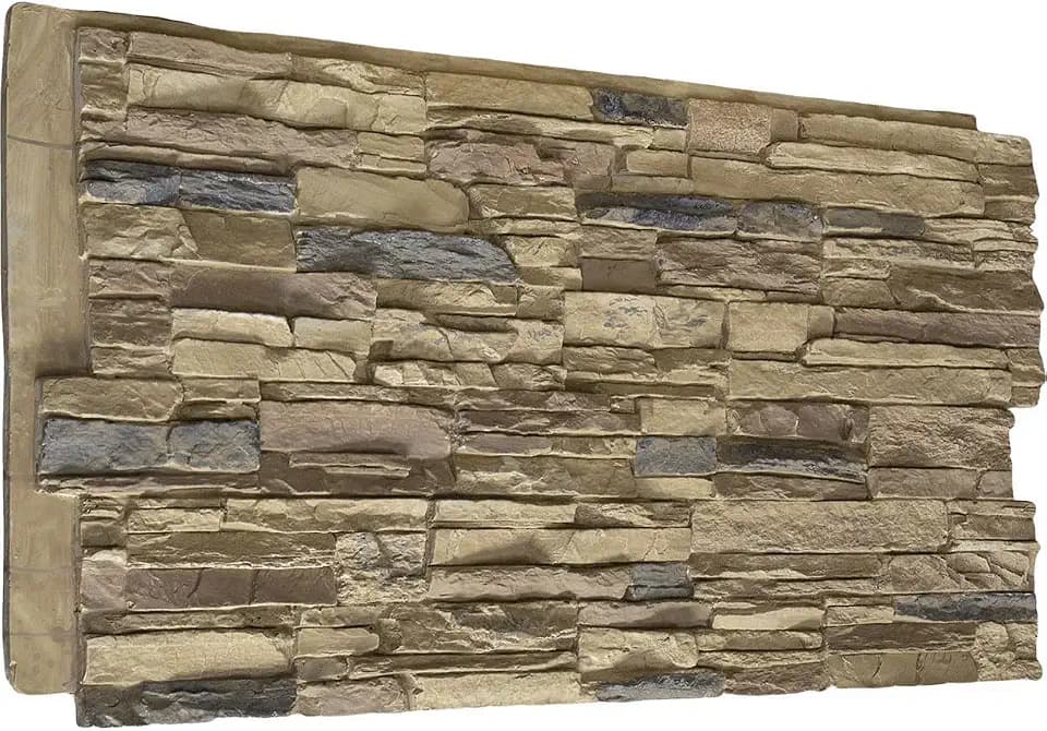 Ekena Millwork 45 3/4"W x 24 1/2"H x 1 1/4"D Canyon Ridge Stacked Stone, StoneWall Faux Stone Siding Panel, Colfax