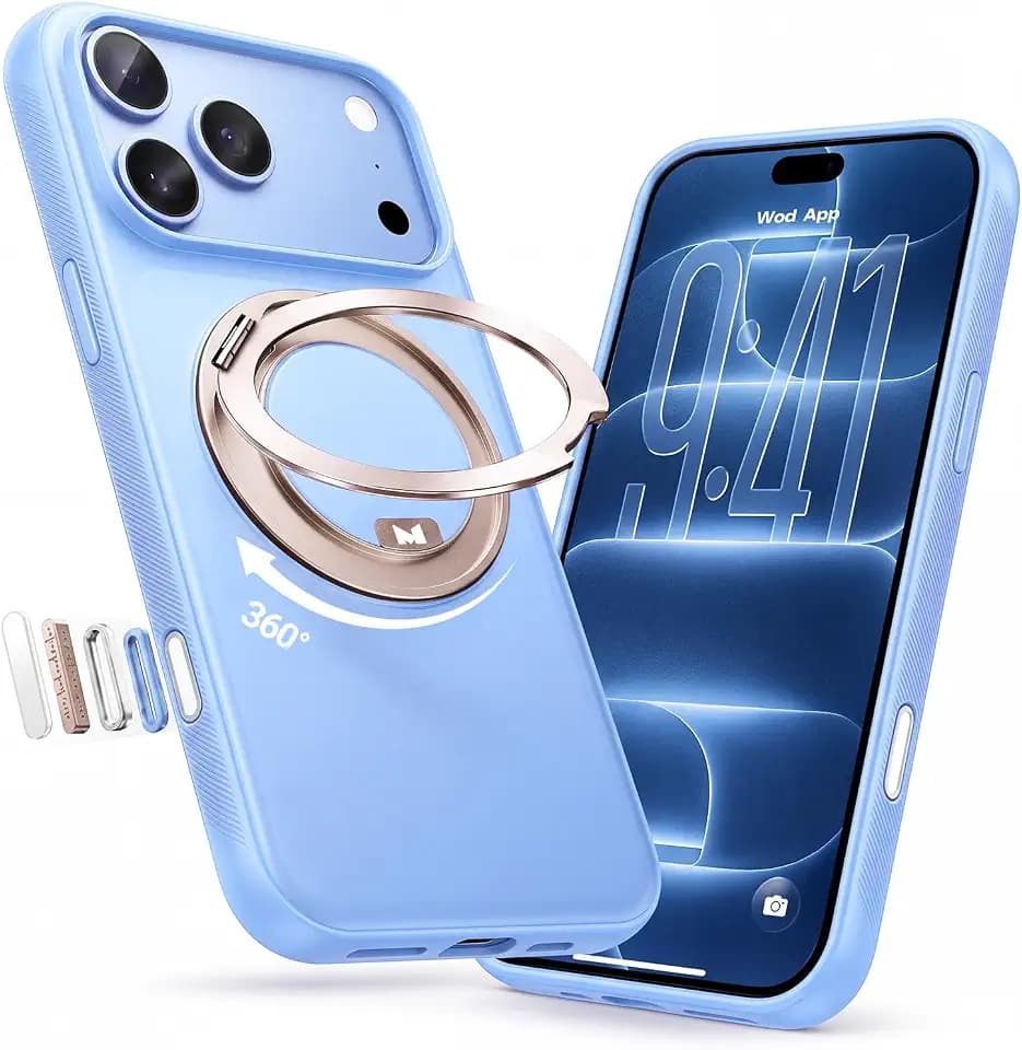 Maledan Glacier Blue for iPhone 18 Pro Max Case with 360 Magnetic Stand