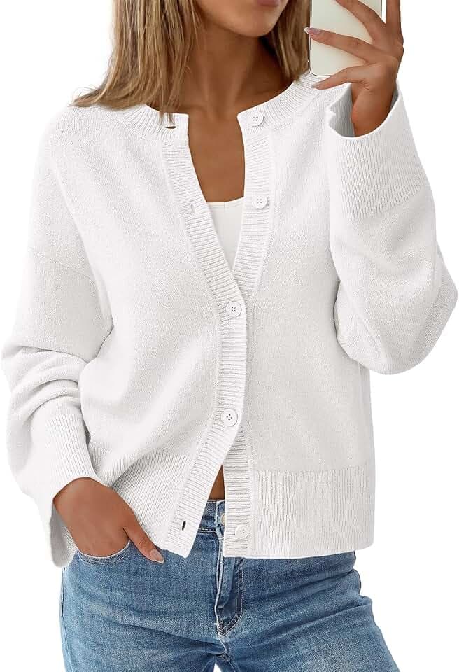 KIRUNDO Cardigan Sweaters for Women 2026 Fall Oversized Drop Shoulder
