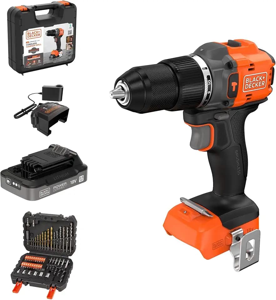 BLACK+DECKER 18V Akku-Schlagbohrmaschinen-Set & Akku, BLD783D1KA-QW