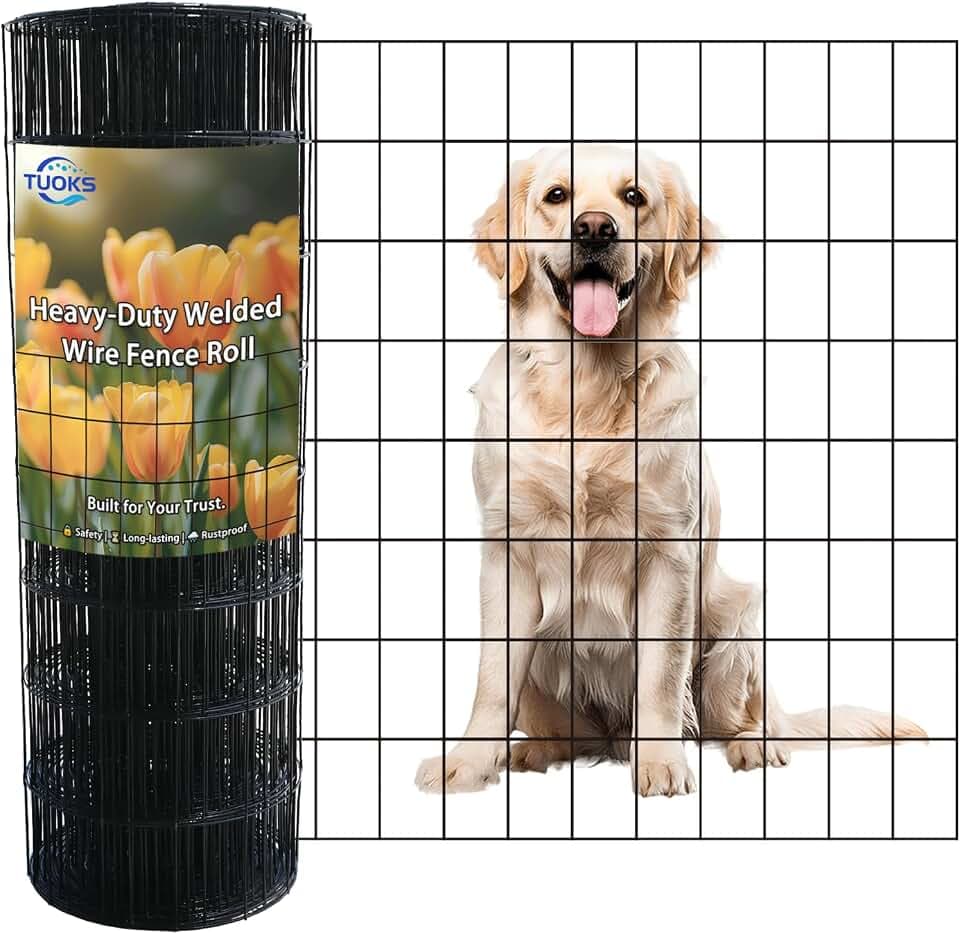 Black PVC Coated Welded Wire Fencing 24” x 50’ Roll 2”x3” 16G Garden Fence