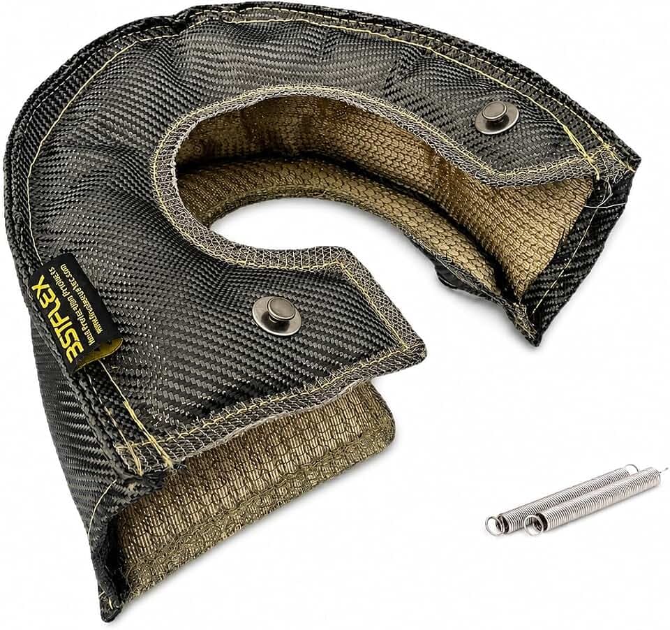 Carbon Fiber T4 Turbo Blanket Heat Shield charger Cover Wrap for T4 GT40 GT42 GT45 With Locking Springs,Cover Carbon Turbo Charger Cover Heat Shield Barrier Fiber Turbo Blanket Turbocharger