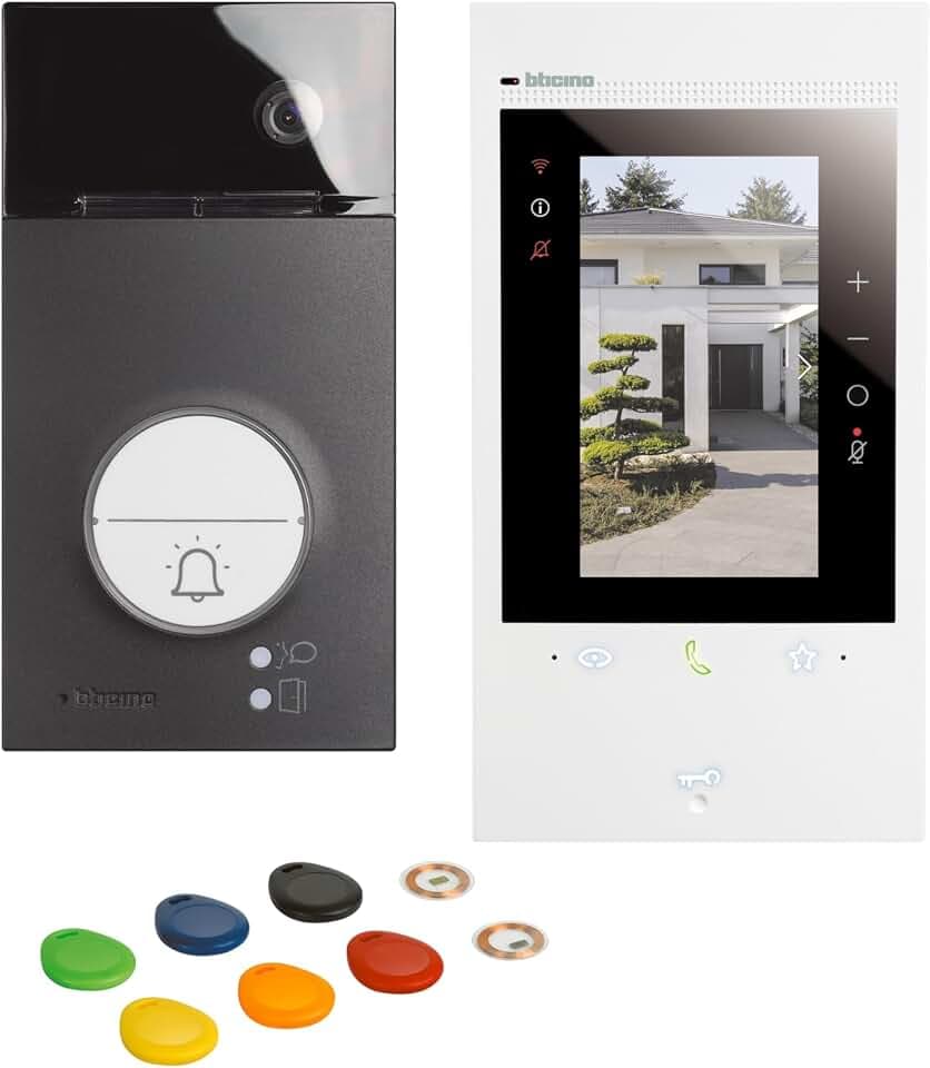 BTICINO, Flex‘ONE-Set Classe 300EOS with Netatmo + Linea 3000, erste smarte Wi-Fi-Video-Innenstelle mit integr. Alexa, 5"-Touchscreen, App Home+Security, 2-Draht-Technik, 363915
