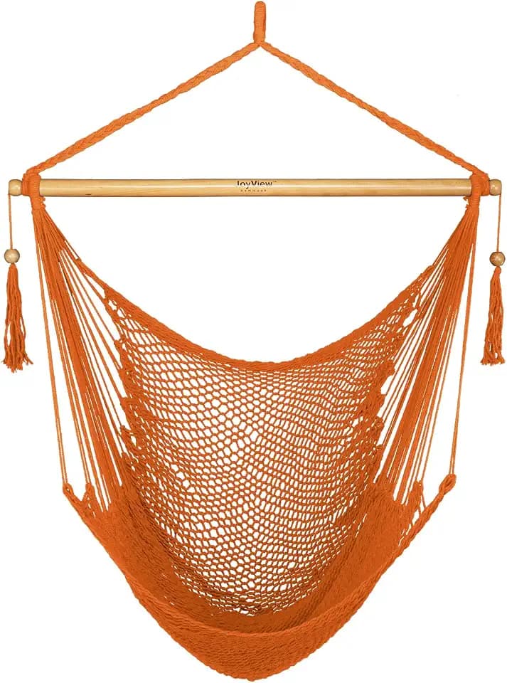 JoyView Hanging Hammock Chair, Caribbean Rope Swing Chair Wood Spreader Bar