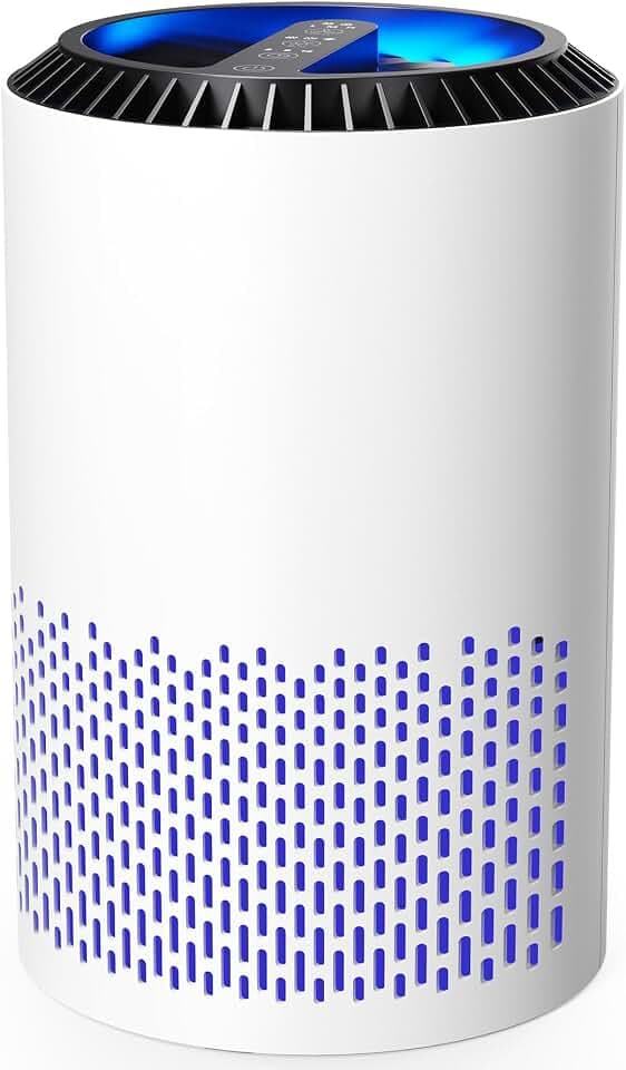 AROEVE Luftreiniger für Schlafzimmer, 7 W Luftreiniger mit H13 HEPA Filter, Rauch, Pollen, Hautschuppen, Haare, Gerüche, 22 dB Schlafmodus für Schlafzimmer und Büro, DH-JH01A, Weiß