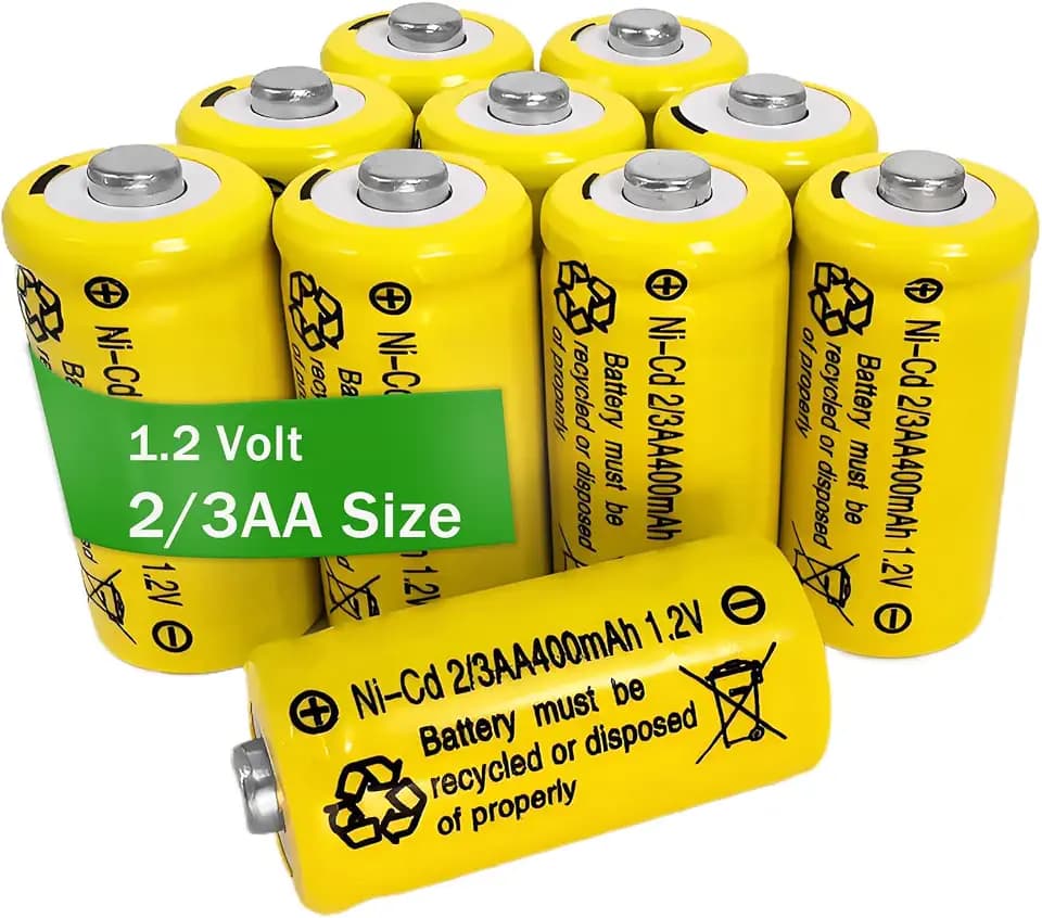 10Pcs NiCAD 2/3AA Size 400mAh 1.2V Rechargeable Solar Lights Batteries