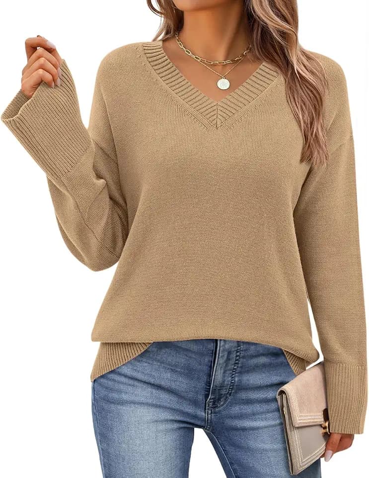 PRETTYGARDEN Women's Long Sleeve V Neck Comfy Sweaters Pullover Trendy 2026