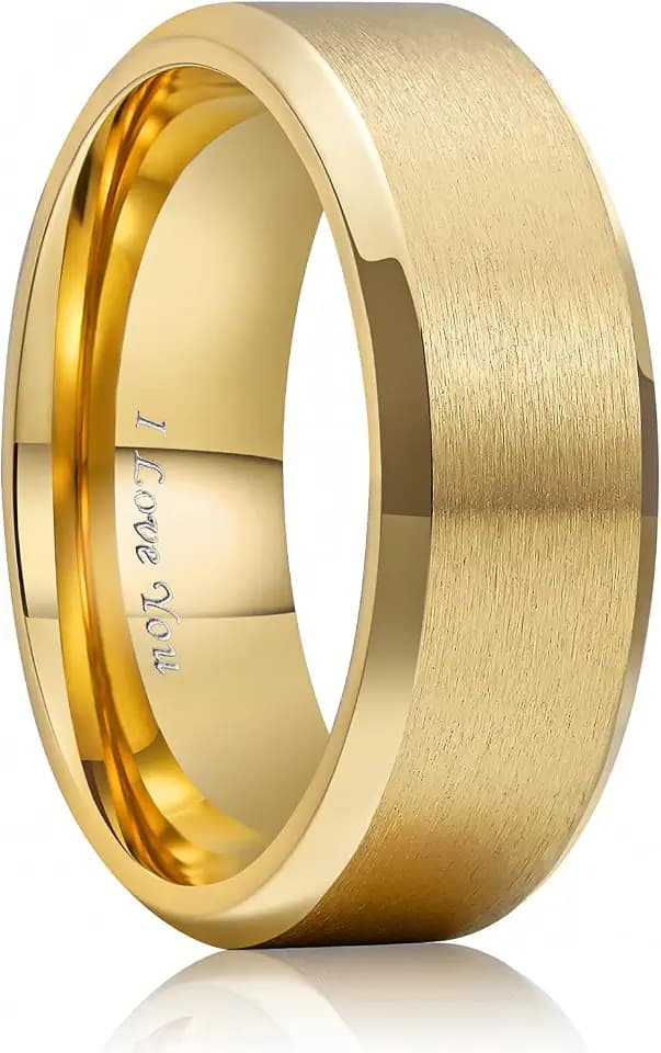 King Will 316L Stainless Steel Wedding Ring for Men Women Laser I Love You