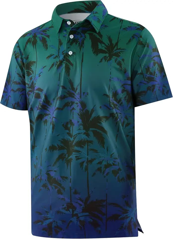 APTRO Mens Hawaiian Polo Shirts Short Sleeve Quick Dry Golf
