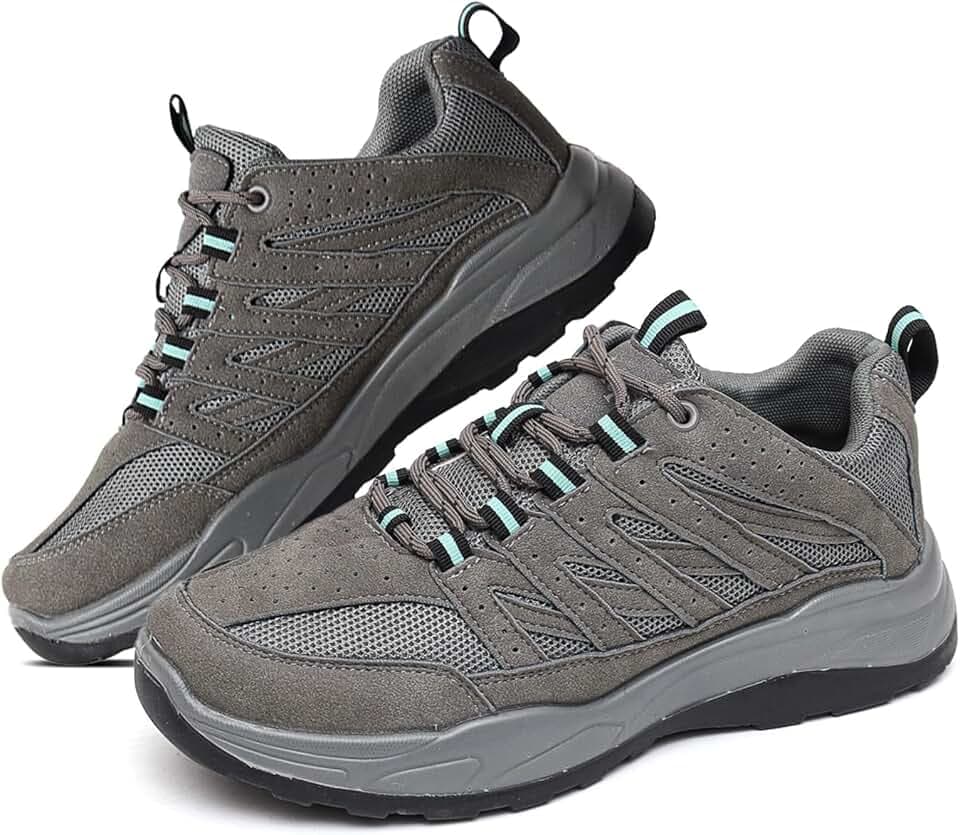 Women's Athletic Walking Sneakers, Suede Upper with Mesh Panels, Lace-Up Sport Shoes with PU and TPR Sole