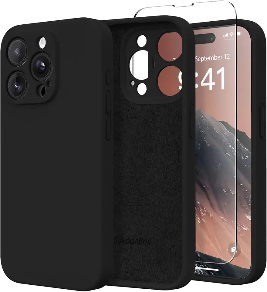 Magnetic for iPhone 15 Pro Case Silicone Black