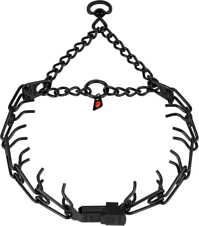 Herm Sprenger Black Stainless Steel Dog Collar with Centered Quick Release ClicLock Buckle Training Pinch Collar for Small Medium Large Dogs Made in Germany (24-25in x 3.2mm(Neck Size up to19-20in))