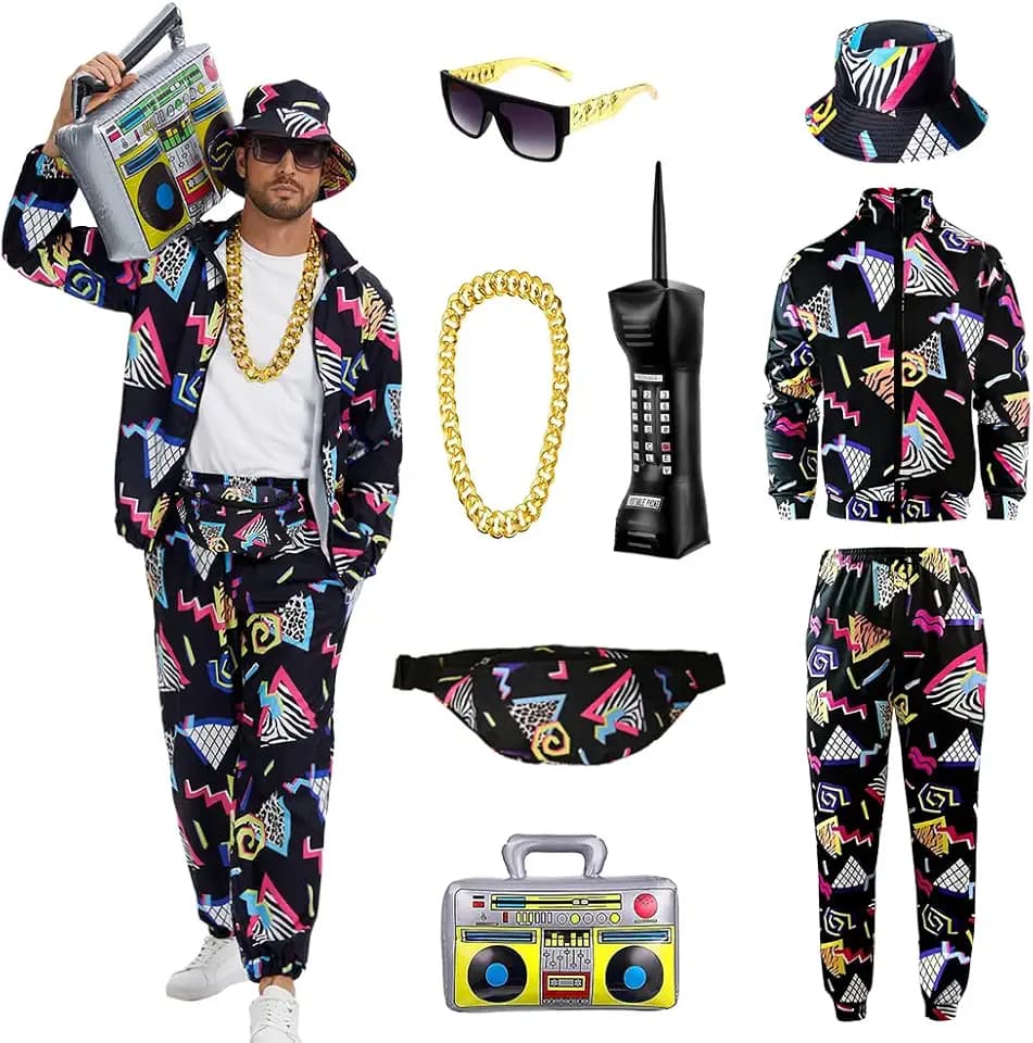 80s Outfit for Men,80s Halloween Costumes with Accessories