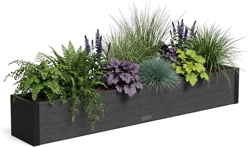 Mayne Vista 60in Rectangular Window Box Planter, Charcoal