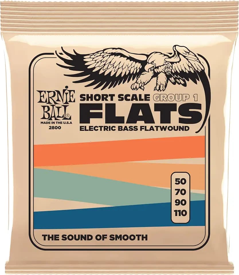 Ernie Ball Flatwound Group 1 Short Scale Electric Bass Strings 50-110 Gauge