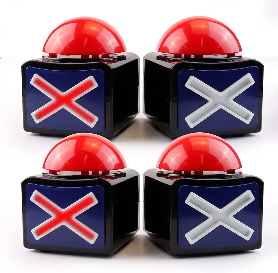 BEAN LIEVE Buzzer Game Show Buttons – 4er-Pack Antwort-Summer mit Licht und Alarmton, Summer für Klassenzimmer-Quiz, Quiz-Quizs „Got Talent“ und Familienfehde