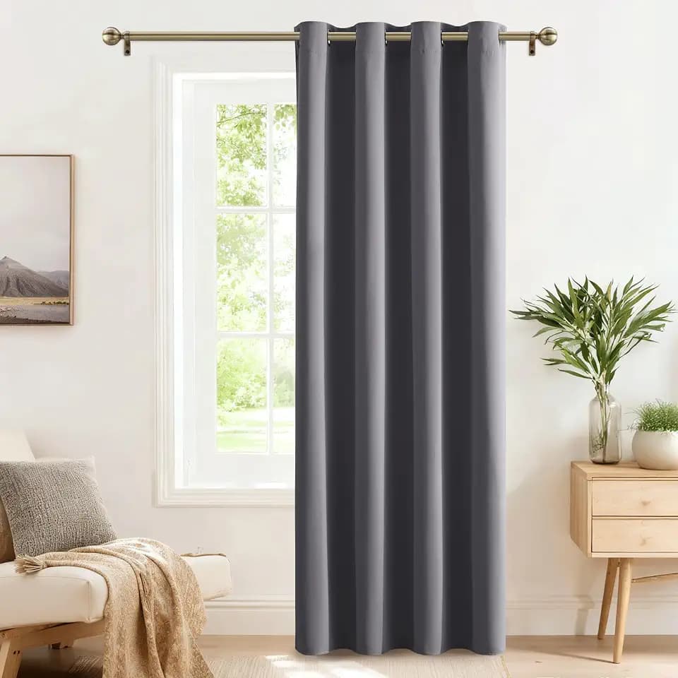 PONY DANCE Verdunkelungsvorhang Grau Wohnzimmer Türvorhang Blickdicht | 1 Stück H240 x B140 cm, Hitzeschutz, Tür Gardinen mit Ösen, Abdunkelnd, Sicht- und UV-Schutz, Blackout, für Schlafzimmer