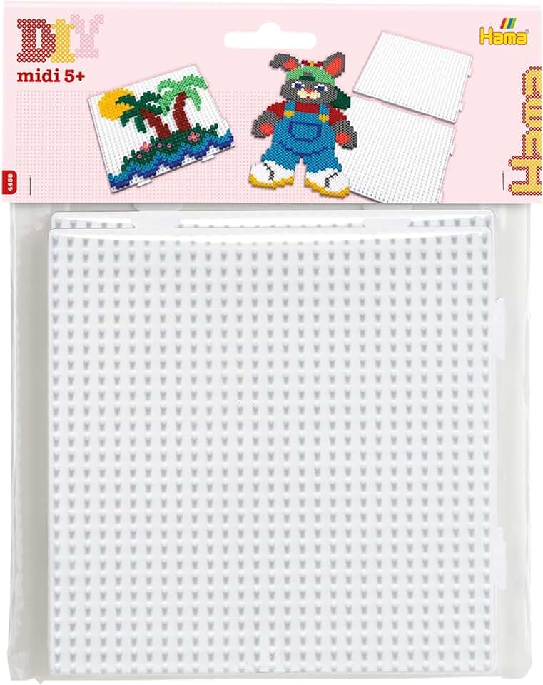 Hama 10.4458 Buegelperlen Midi-2er Set Stiftplatten im Beutel-2x Multi Quadrate 4458, Mittel