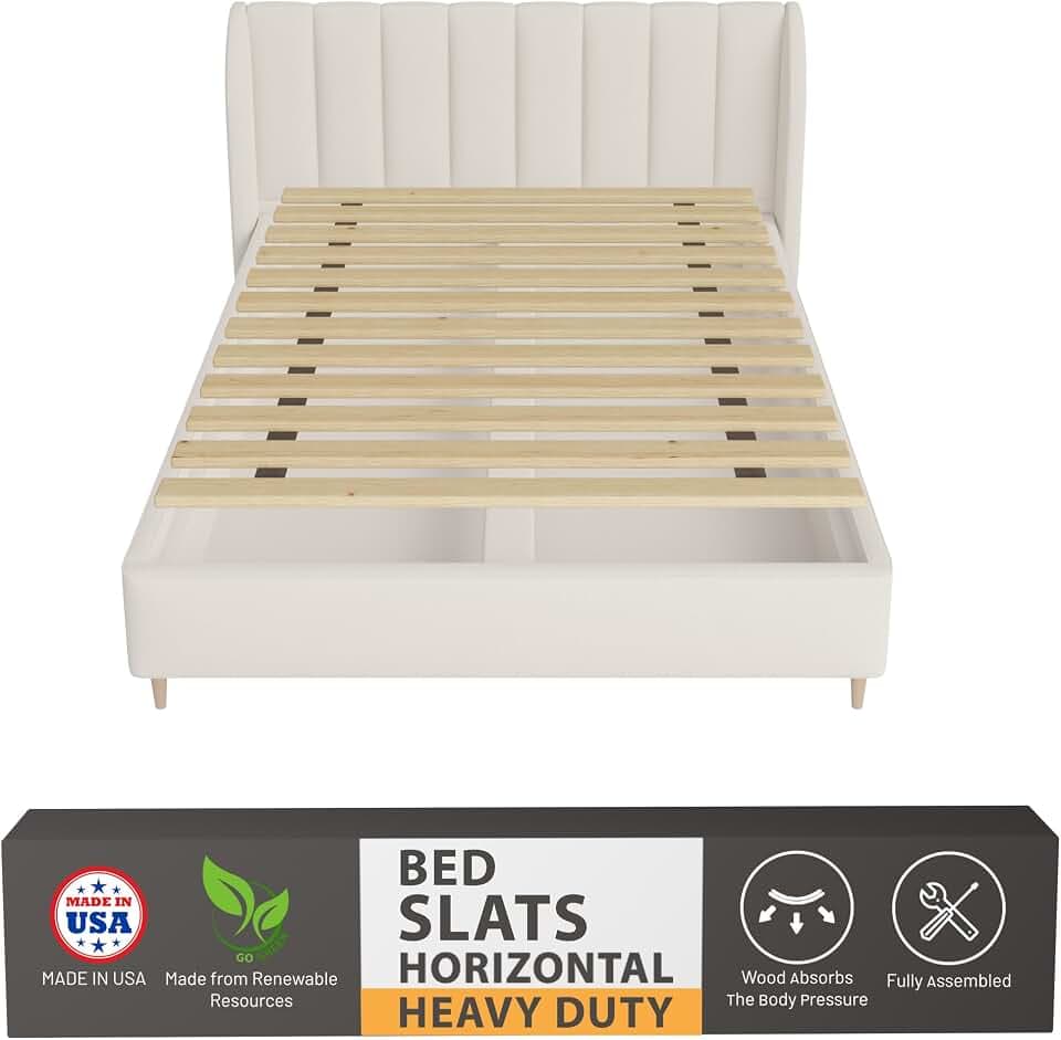 Greaton, 0.68-Inch Horizontal Wooden Bunkie Board/Bed Slats, 78" x 60.5", Beige