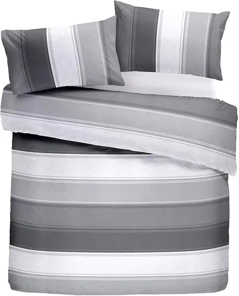 Fusion Bettbezug und 2 Kissenbezüge, 52% Polyester, 48% Baumwolle, Grau, Doppelbett