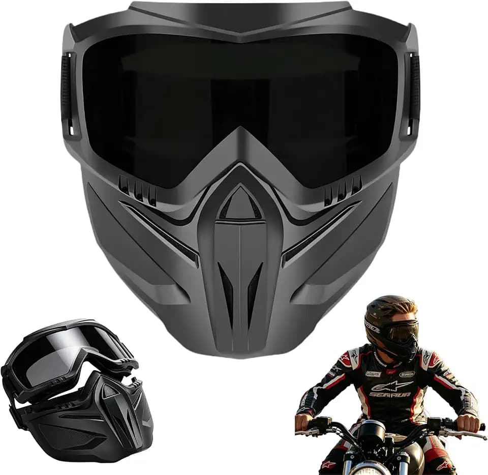 Full Face Goggle Mask, Tactical Full Face Mask Ski Mask Goggles Detachable Adjustable, Paintball Mask for Welding & Riding