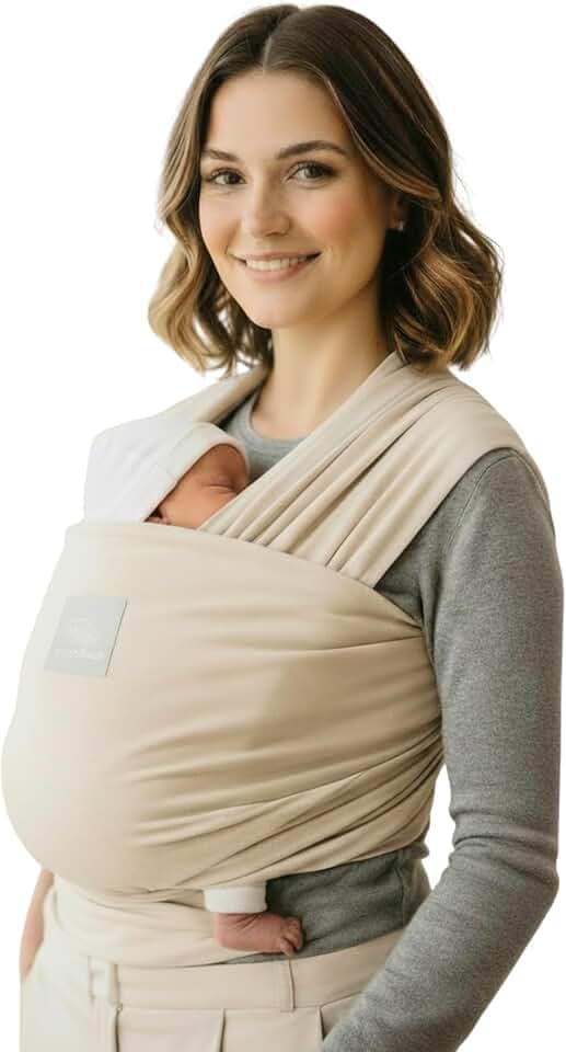 manduca Sling – elastisches Babytragetuch für Neugeborene ab 3,5 kg und Babys bis 15 kg – stabiles Tragetuch aus weichem Jersey-Strickstoff aus 100% Baumwolle (Bio) – Einheitsgröße, Farbe: powder