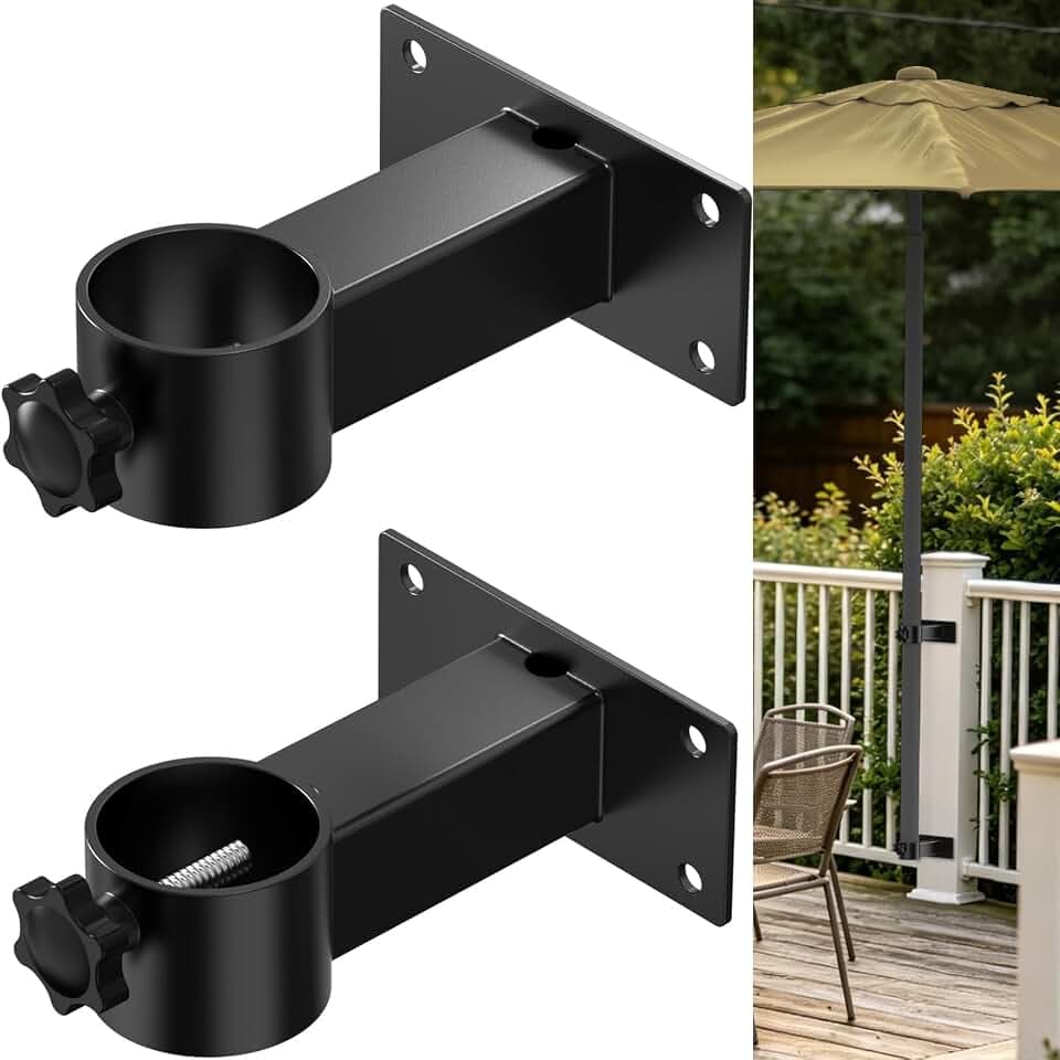 Black Adjustable Metal Deck Railing Patio Umbrella Clamp Mount Bracket