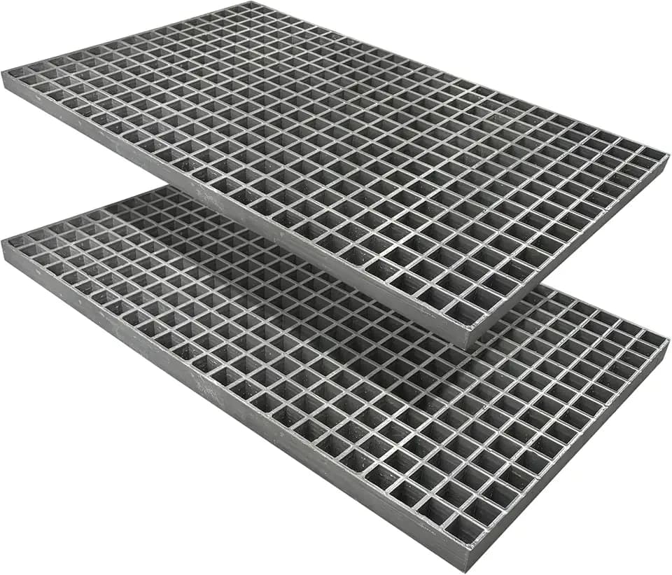 2 Pack 36x24x1.2in Fiberglass Molded Grating,Concave Surface,Grey