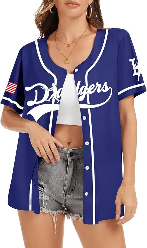 Baseball Button Up Shirt for Women Quick-Dry Sporty Team Style Fan Jersey Graphic Short Sleeve Tops for Game Day