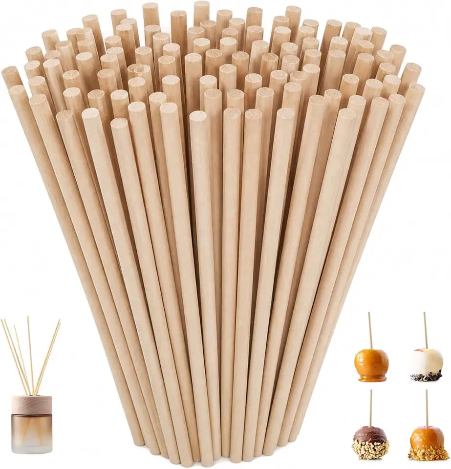 300 Stück Holzstäbe zum Basteln 30 cm, Zuckerwatte Stäbe lang Holzstäbchen rund Rundstab Holz 4 mm für DIY Handwerk Modellbau Möbeldekoration