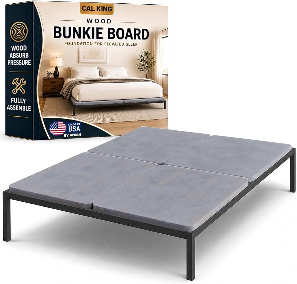Treaton, 1.5" Split Wood Bunkie Board California King Size Bed, Under Mattress Support, Fully Assembled, Fabric Ventilation Cover-Replaces Wooden Slats or Box Spring for Bed Frames(New Version)