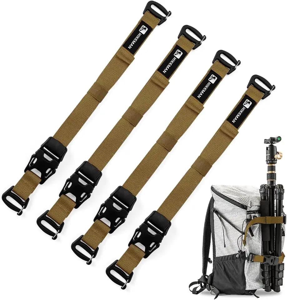 HIKEMAN Taktisches Rush-Stufen-System – verstellbare MOLLE-Rucksackgurte, Befestigungsgurte mit Schnallenclips, Outdoor-Kompressions-Bündelgurte, Erweiterungsmodul, Zubehör, Gepäckgurt, khaki, 0
