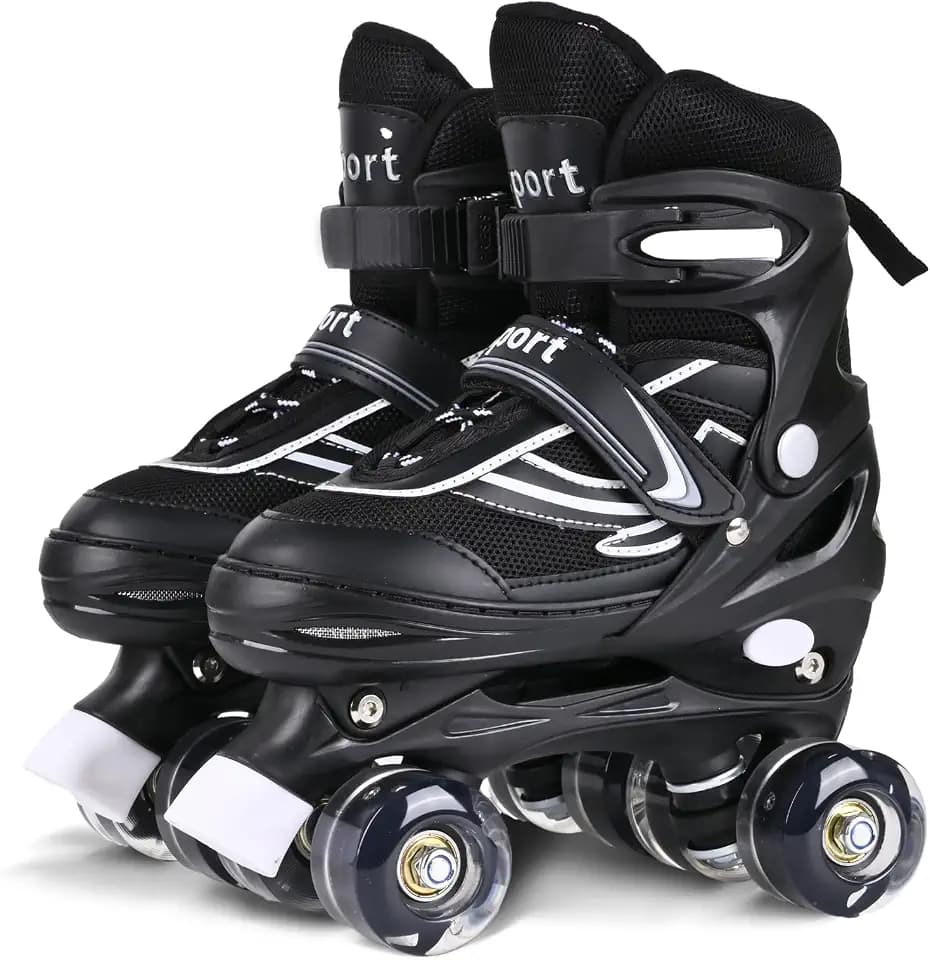 Kinder Rollschuhe für Mädchen, Jungen und Anfänger, 4 Größen Verstellbare Quad Skates, geeignet für den Innen- und Außenbereich