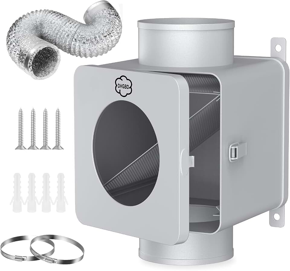 Metal Dryer Lint Trap,Indoor Lint Trap for Dryer with 4inch 8FT Dryer Vent Hose,2 Clamps,2 Stainless Steel Mesh Filters,Secondary Lint Trap for Electric & Gas Dryers