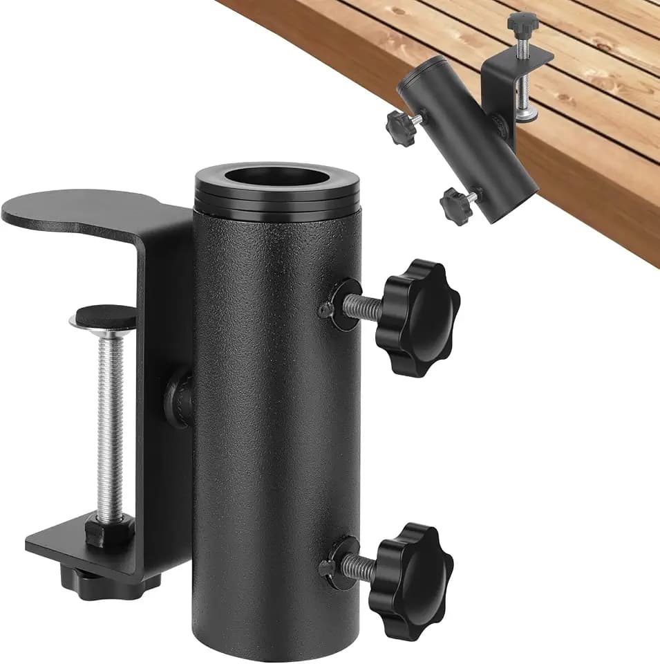 Umbrella Clamp Stand, Patio Umbrella Holder for Deck Railing, Black