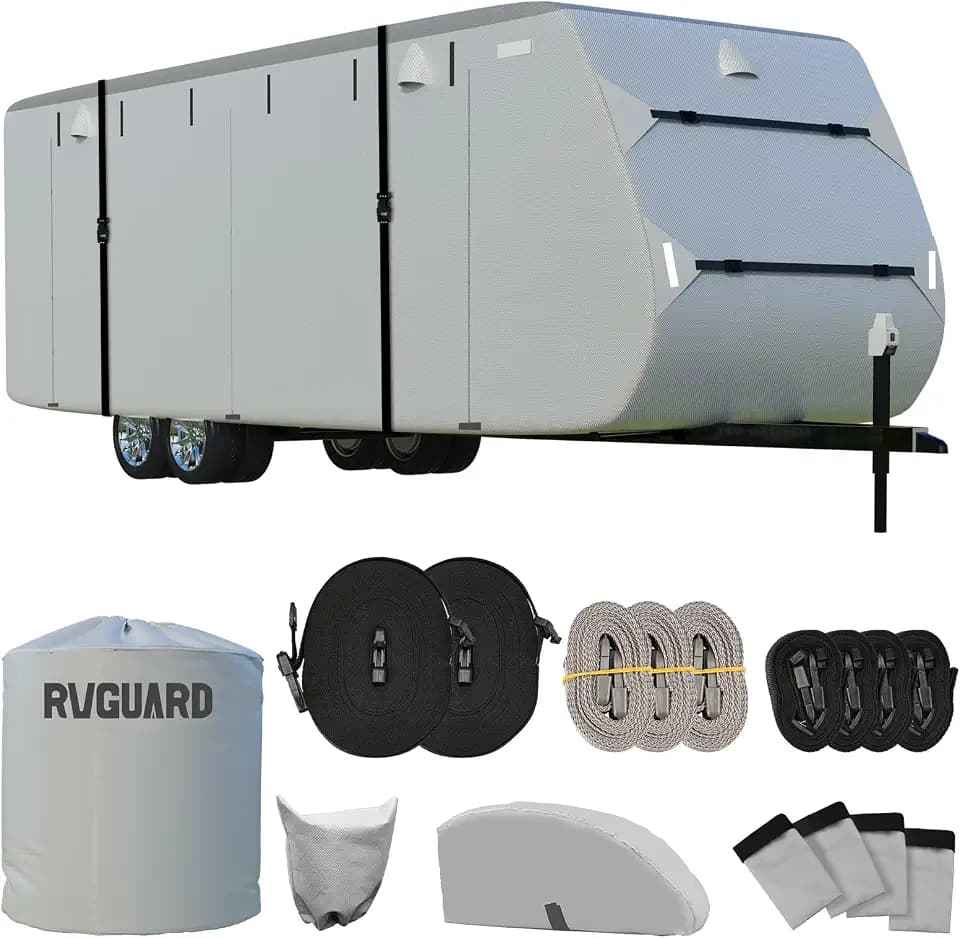 RVGUARD RV Cover, Travel Trailer Cover, for 24'-27' RV, Grey