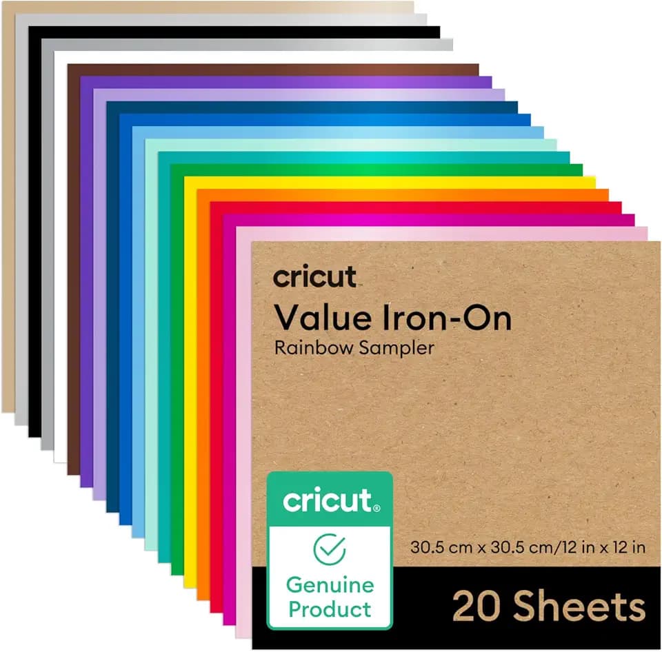 Cricut® Value Iron-On, Rainbow Sampler (12in x 12in), 20 Sheets