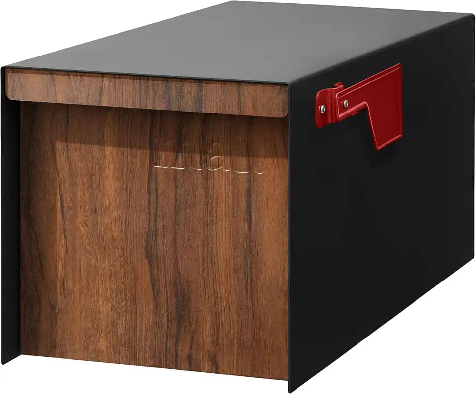 adoorn Modern Large Post Mount Mailboxes for Outside USPS Approved - Walnut