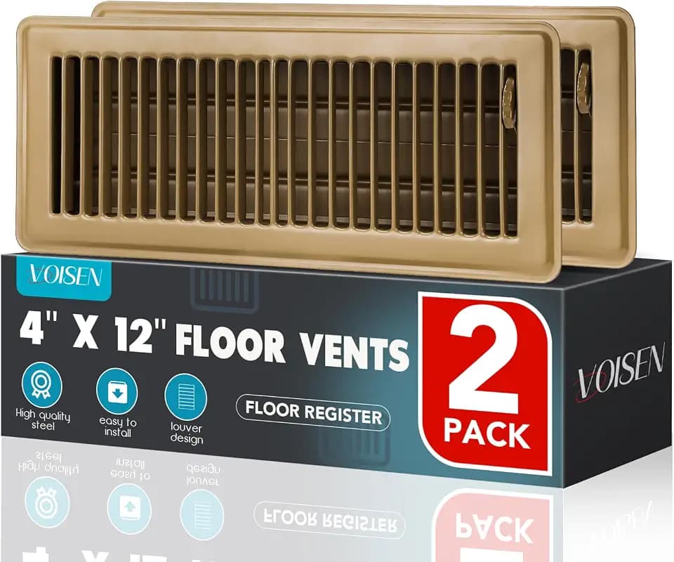 VOISEN Floor Register 4x12, 2 Pack Brown Floor Vent Covers