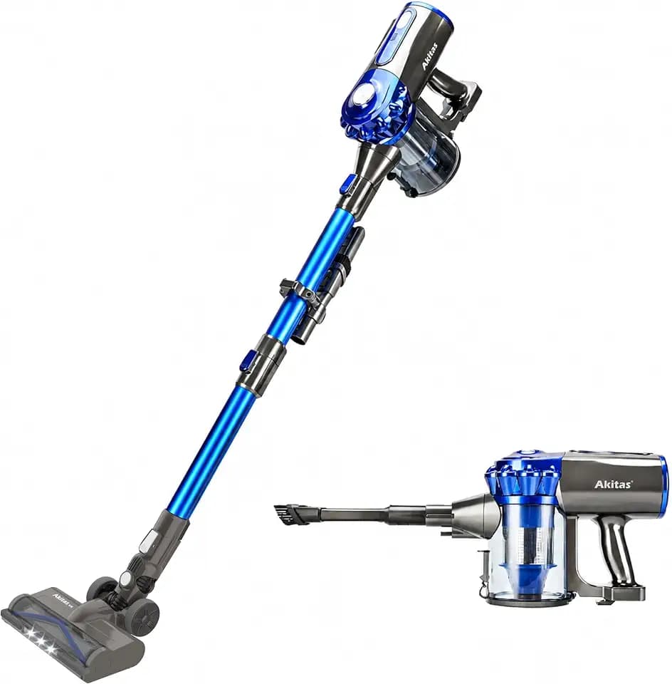 Akitas V8 3in1 Akku Staubsauger Kabellos Hand und Vertikal Leicht 22,2 V 150 W Wiederaufladbarer Lithium-Akku für Böden, Teppiche, Tierhaare