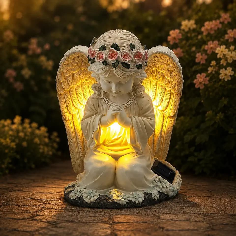 YODY Solar Garden Statues Outdoor Decor Angel with LED Light