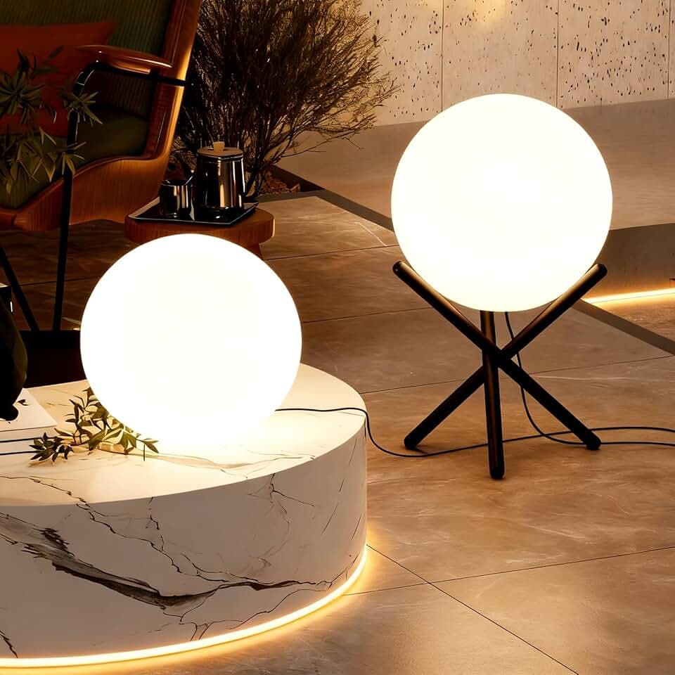 Lightdot Globe Floor Lamp, 12-Inch LED Ball Light 3000K with Tripod Base