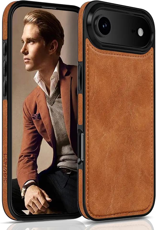 LOHASIC for iPhone 17 Air Leather Case, Slim Phone Case for Men, Sand Dune